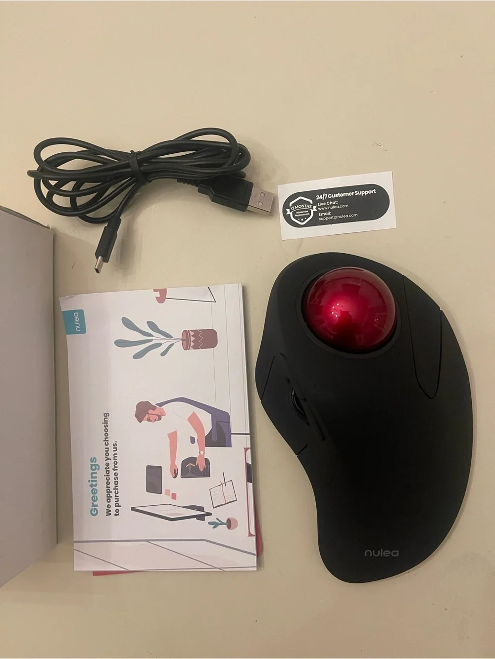 Nulea Wireless Ergonomic Trackball Mouse, Rechargeable, Bluetooth Rollerball